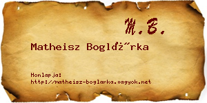 Matheisz Boglárka névjegykártya